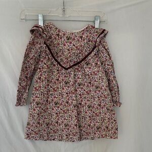 Liberty Print Floral Long Sleeve Ruffle Kids Dress 3t